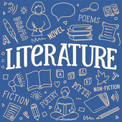 Literature. Hand drawn doodles and hand drawn lettering.