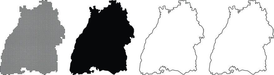 Set of Map Silhouettes Highlighting Geographic Regions