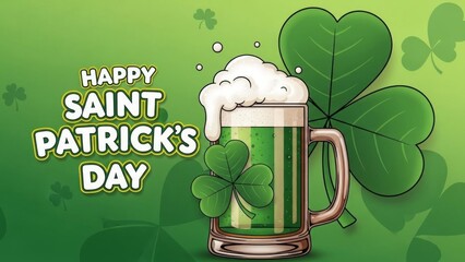 Saint patrick's day celebration with beer mug and shamrock design for festive greetings