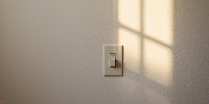 Light switcher beneath a beautiful ray of sunlight, natural lighting for interior design