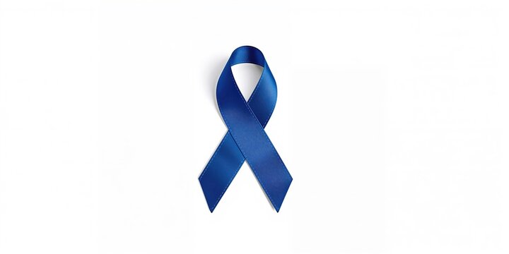 Dark blue awareness ribbon representing colon and colorectal cancer, health promotion