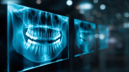X-ray Images of Human Teeth and Jaw in Clinically Lit Dental Office