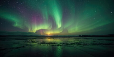 Aurora Borealis illuminating Burghead Harbour, Moray Firth, showcasing natural light patterns for celestial event recognition