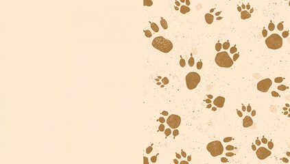Obraz premium Animal-themed backdrop featuring a cute paw print drawing, suitable for nursery or playful graphic design