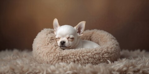 Small puppy resting during nap time, relaxation and comfort