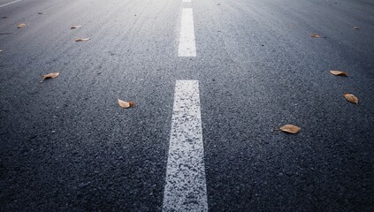 Fototapeta premium Asphalt road with white lines viewed from above, serving as a backdrop for urban navigation, World Car-Free Day