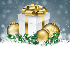 Gray Christmas Snowflakes 3 Golden Baubles Golden Gift