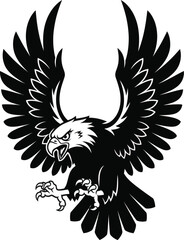 Eagle With Spread Wings Black Vector Illustration