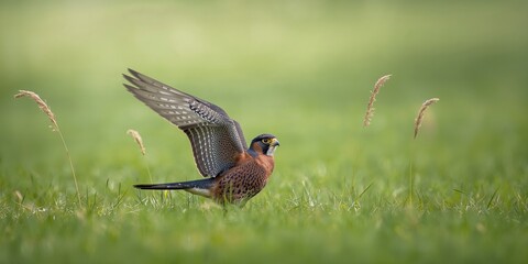 Medium-sized falcon with long, narrow, pointed wings and a square tail shape, designed for agility and speed, bird identification