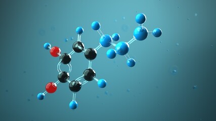3D illustration Molecule Dopamine