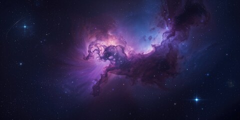 Naklejka premium Abstract universe background featuring nebula and galaxies, suitable for space-themed layouts and editorial headers