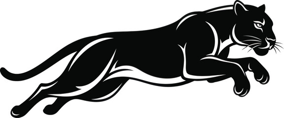 Running Panther Wild Animal Illustration