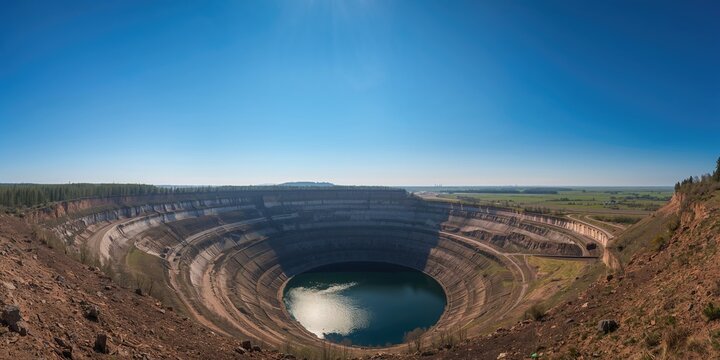 Inactive kimberlite quarry, focusing on mineral extraction methods and environmental impact, Earth Day