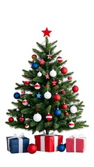 Holiday Christmas Tree Icon – Green Pine Fir Spruce, Merry Christmas Greeting, Decorations, Ornaments, Gift Box, Festive Winter Celebration, Xmas Season, Decorative Illustration Design