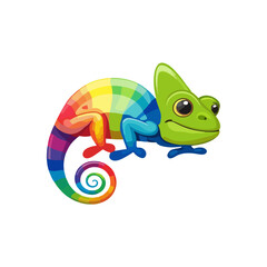 Colorful chameleon illustration on white background