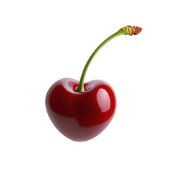 fresh red cherry isolated on transparent background.
