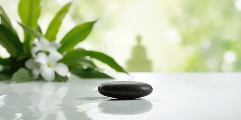 Obraz premium Black stone used for back massage, focusing on heat therapy benefits