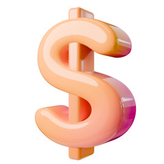 Luminous 3D Dollar Sign in Pastel Orange and Pink Gradient, Representing Digital Finance and Prosperity
