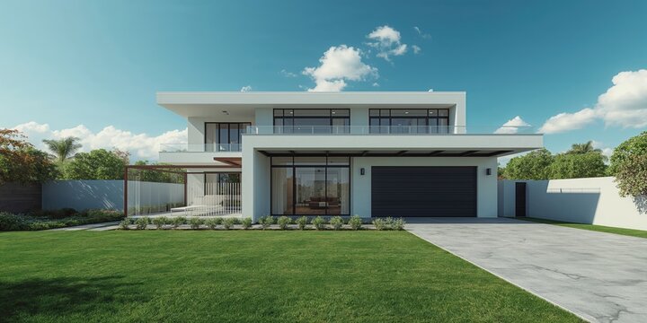 Modern residential building featuring an integrated garage, highlighting urban living and streamlined aesthetics