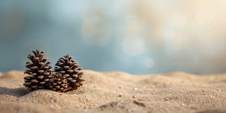 Longleaf pine cones scattered on the ground, natural forest floor with seasonal variation