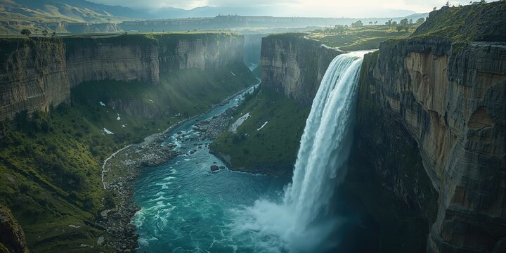 Tannourines Baatara Gorge Waterfall, limestone formation creating a striking waterfall, Earth Day