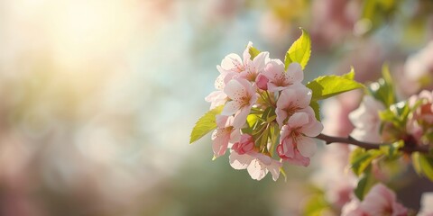Apricot blossom on a fresh spring background used for seasonal design, renewal and floral themes