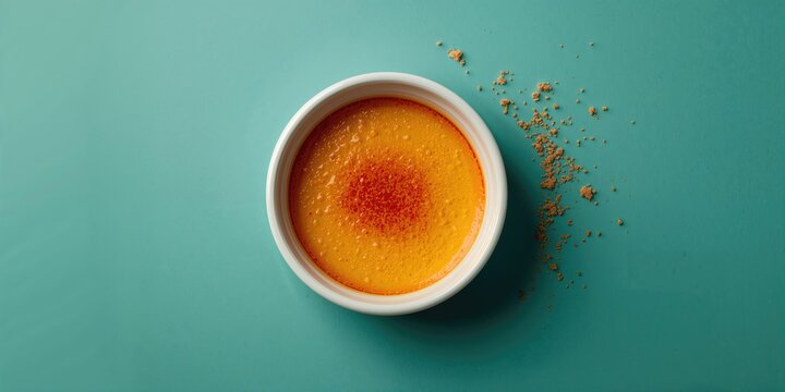 Cr&Atilde;&uml;me br&Atilde;&raquo;l&Atilde;&copy;e closeup showing caramelized sugar top, highlighting dessert texture for layout backgrounds