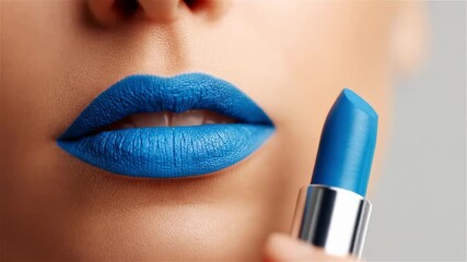 Bold blue lipstick application reveals vibrant beauty secrets and trends in modern makeup artistry for all occasions