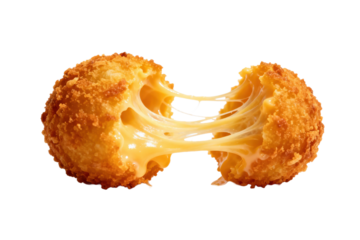 Deep - fried cheese balls with melted cheese inside