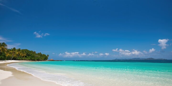 Gorgeous blue sky and crystal clear turquoise water in Kei Island, Indonesia, ideal for leisure activities