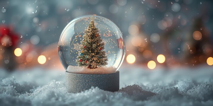 Decorative snow globe for Christmas, tabletop holiday decoration with winter scene - Powered by Adobe