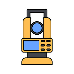Theodolite Flat design style survey instrument symbolizing land measurement ideal for engineering plans and mapping designs.