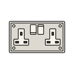 Electrical Outlet Panel Flat design style wall socket symbolizing power access ideal for interior layouts and building plans.