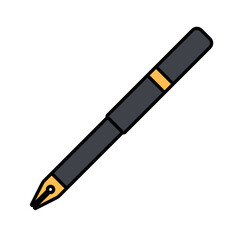 Fountain Pen Flat design style writing instrument symbolizing formal notes ideal for documentation and design annotations.