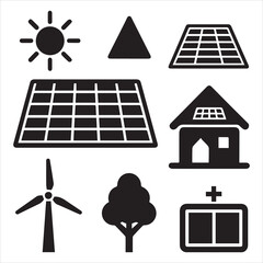 Eco Solar Panels Heart Symbol Thin Line Vector