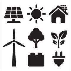 Renewable Energy Solar Panels Mountain Silhouette