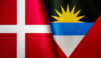 デンマークの国旗とアンティグア・バーブーダの国旗(Denmark flag & Antigua and Barbuda flag.)
