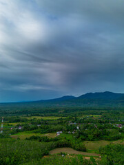 Obraz premium Beautiful morning view indonesia Panorama Landscape paddy fields with beauty color and sky natural light