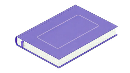 Purple Book with Bookmark Isolated on White Background