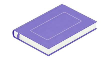 Purple Book with Bookmark Isolated on White Background