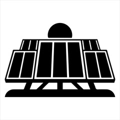 Thin Line Solar Energy Plant Eco Vector Art