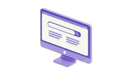 Purple Computer Monitor Searching Online - 3D Illustration