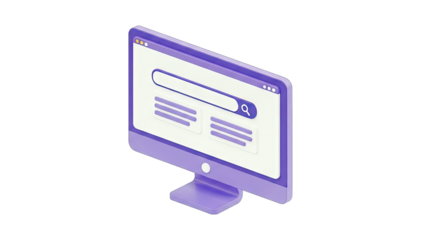 Purple Computer Monitor Searching Online - 3D Illustration