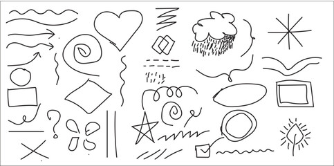 Fototapeta premium hand drawn arrows and icon on white background