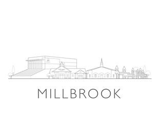 Fototapeta premium Millbrook Alabama cityscape illustration skyline drawing