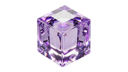Purple Crystal Cube Isolated on White Background