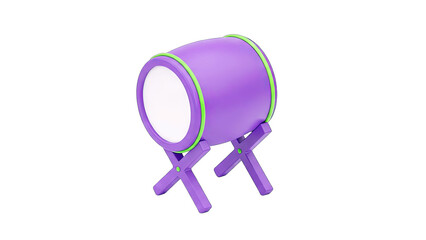 Purple Drum on Stand Isolated on White Background
