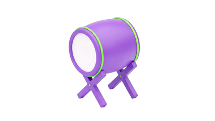 Purple Drum on Stand Isolated on White Background
