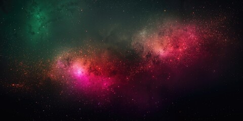 Black dark green, pink, red, brown, gold, shiny glitter abstract gradient background with space, used as a night sky or universe motif in digital art