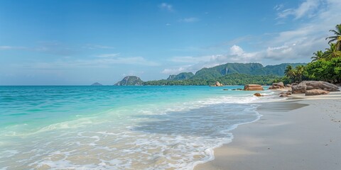 Ban Krut Beach scene with tranquil shoreline and calm waters, seasonal change and coastal preservation